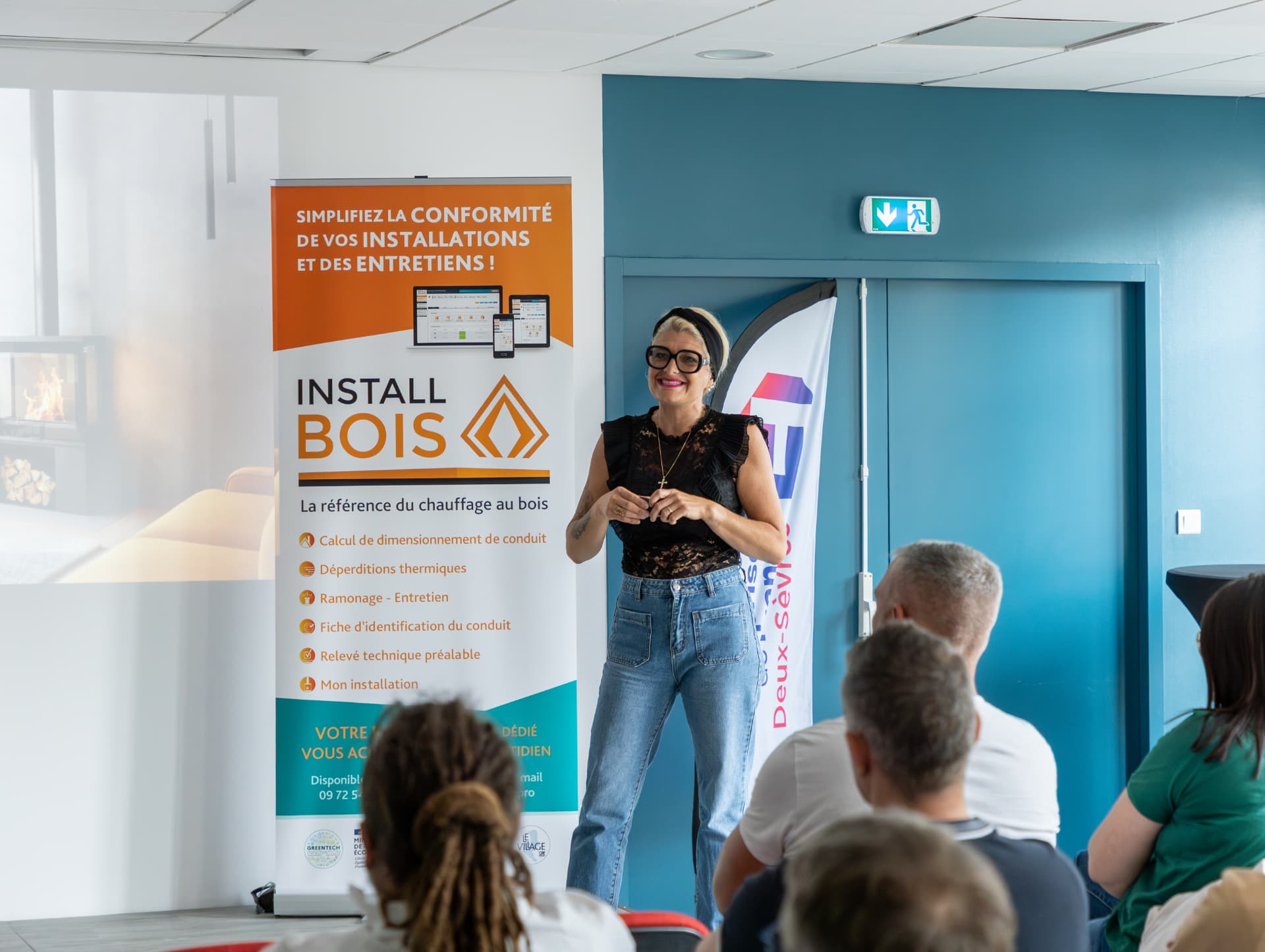 Animation d'une session devant les professionnels du chauffage bois